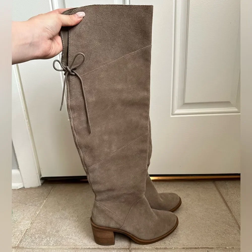 Lucky‎ Brand Ralsky Over the Knee Suede Boot size 6.5 boots real leather beige